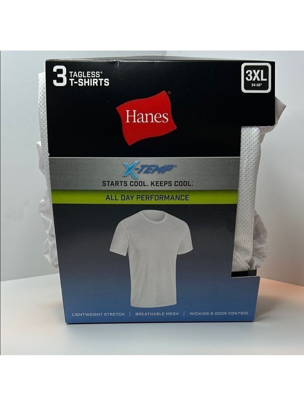 Hanes X-Temp Tagless T-Shirts 3-Pack - Classic White - Package seal broken NWT